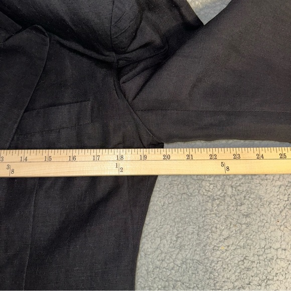 Vintage Limited Linen Blend Black Women's Medium Double Breasted Blazer - Picture 7 of 9